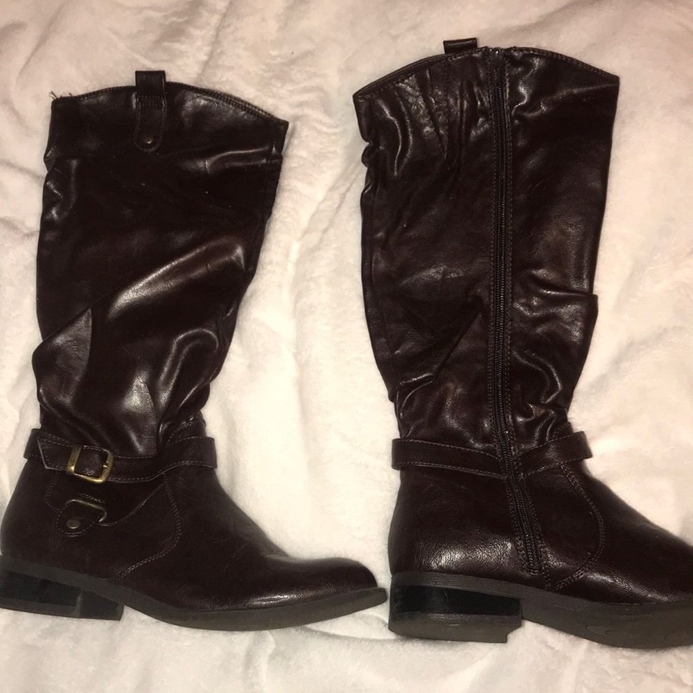 Brown leather boots